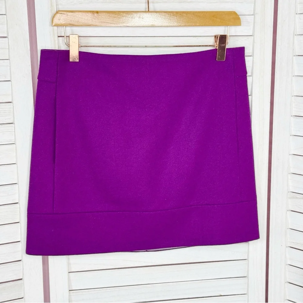 J.Crew‎ Wool Blend A Line Pencil Mini Skirt Electric Purple Size 2 - Picture 8 of 13
